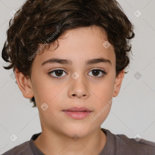 Neutral white child female with short  brown hair and brown eyes