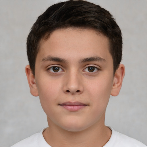 Neutral white child male with short  brown hair and brown eyes