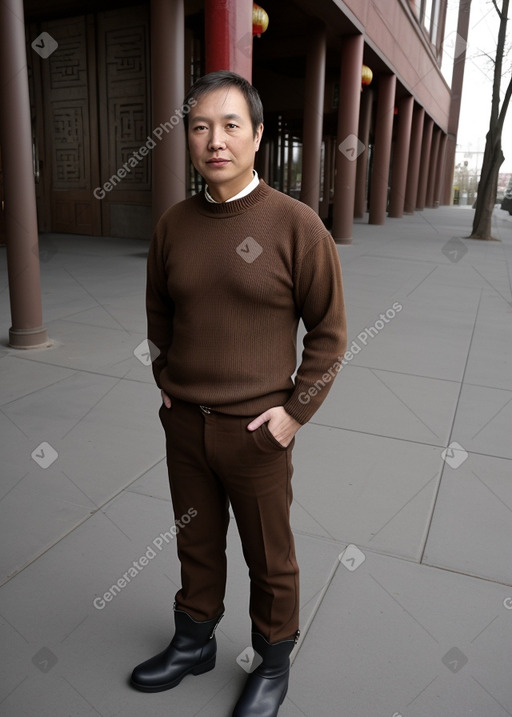 Chinese 45 years male with  brown hair