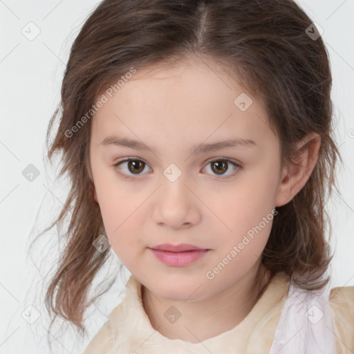 Neutral white child female with medium  brown hair and brown eyes