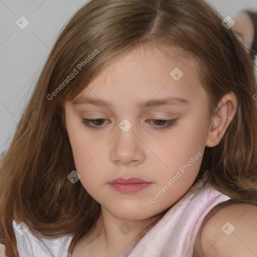 Neutral white child female with medium  brown hair and brown eyes