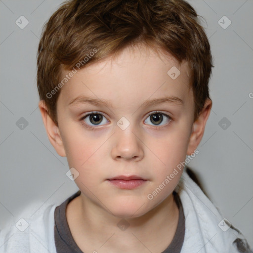 Neutral white child male with short  brown hair and brown eyes