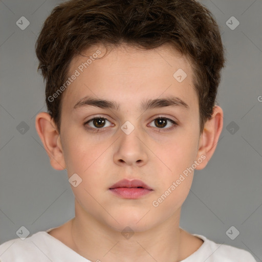 Neutral white child male with short  brown hair and brown eyes