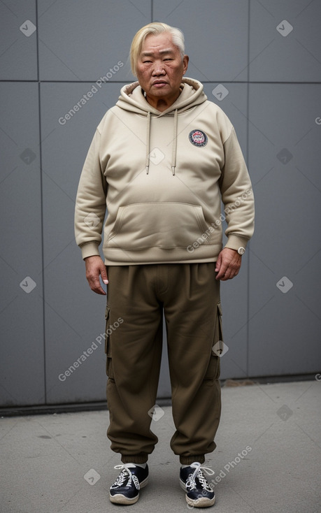 Mongolian elderly male with  blonde hair