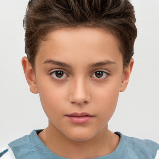 Neutral white child female with short  brown hair and brown eyes