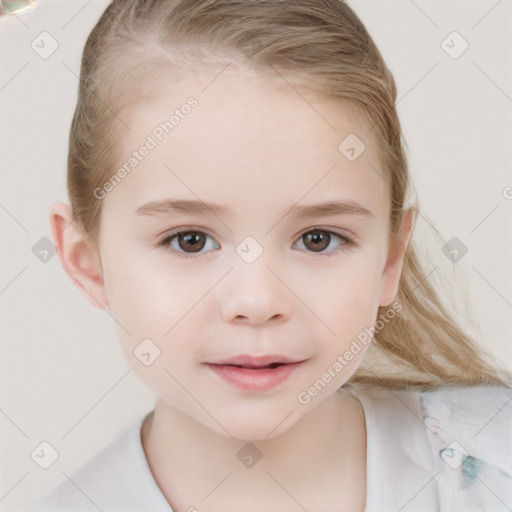 Neutral white child female with medium  brown hair and brown eyes