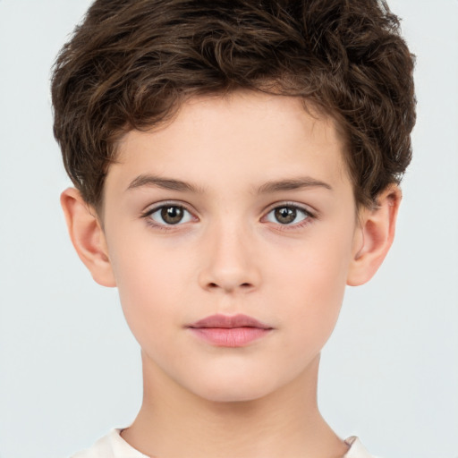 Neutral white child male with short  brown hair and brown eyes