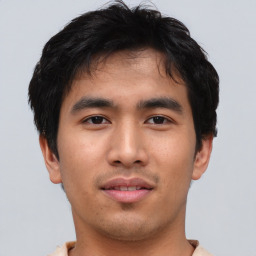 Neutral asian young-adult male with short  brown hair and brown eyes