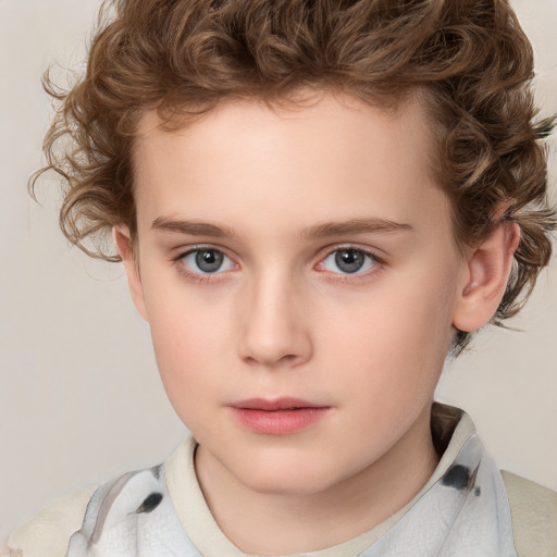 Neutral white child male with medium  brown hair and brown eyes