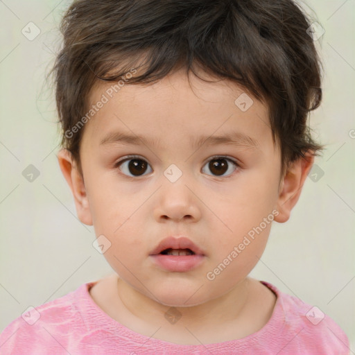 Neutral white child male with short  brown hair and brown eyes