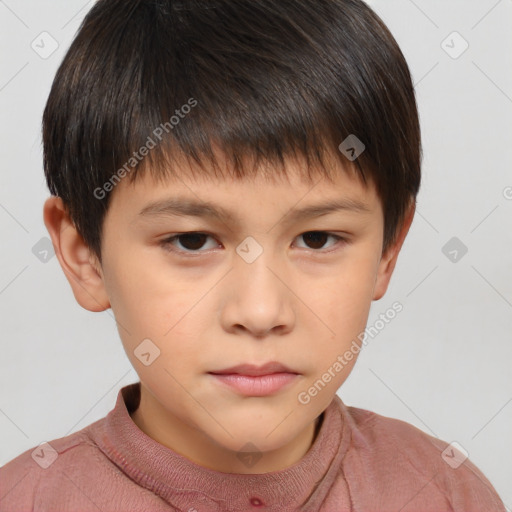 Neutral white child male with short  brown hair and brown eyes