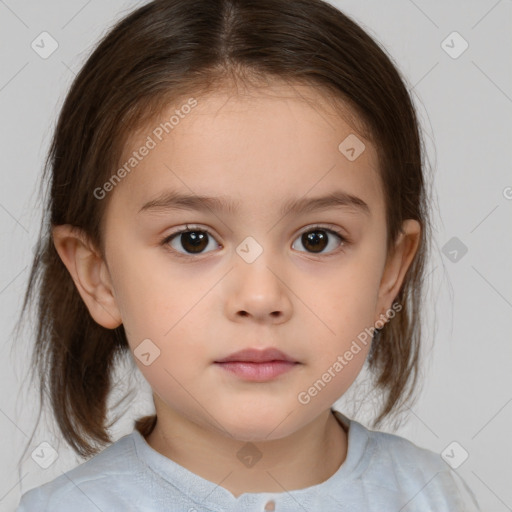 Neutral white child female with medium  brown hair and brown eyes