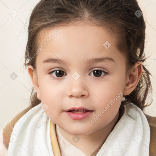 Neutral white child female with medium  brown hair and brown eyes