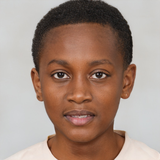 Neutral black young-adult male with short  brown hair and brown eyes