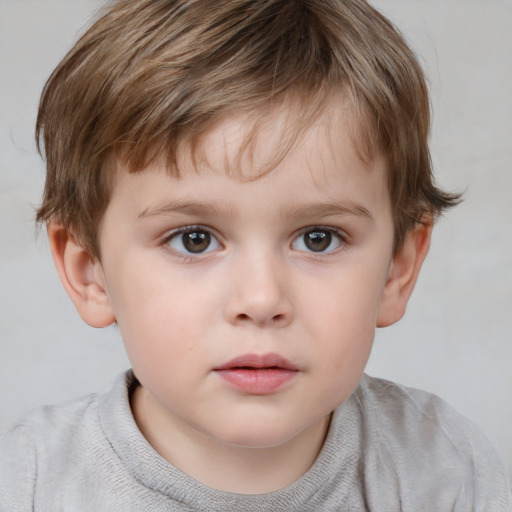 Neutral white child male with short  brown hair and brown eyes