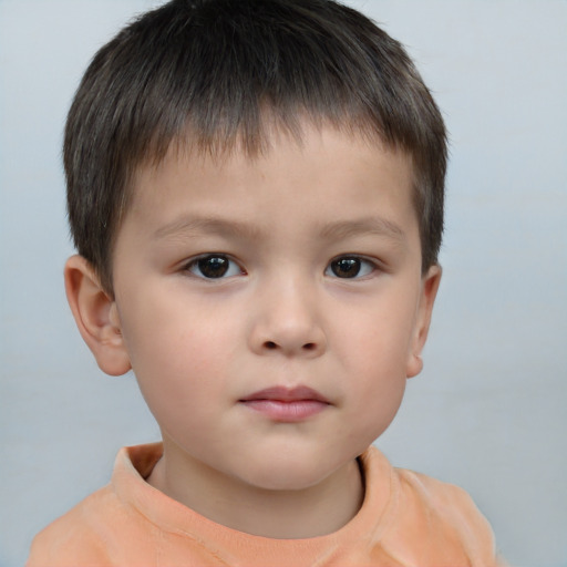 Neutral white child male with short  brown hair and brown eyes