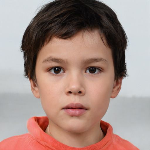 Neutral white child male with short  brown hair and brown eyes