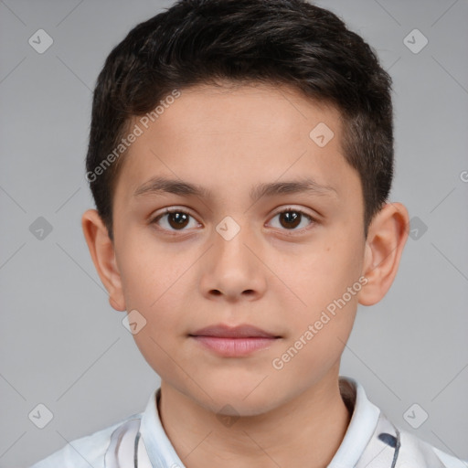 Neutral white child male with short  brown hair and brown eyes