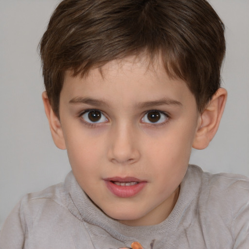 Neutral white child male with short  brown hair and brown eyes