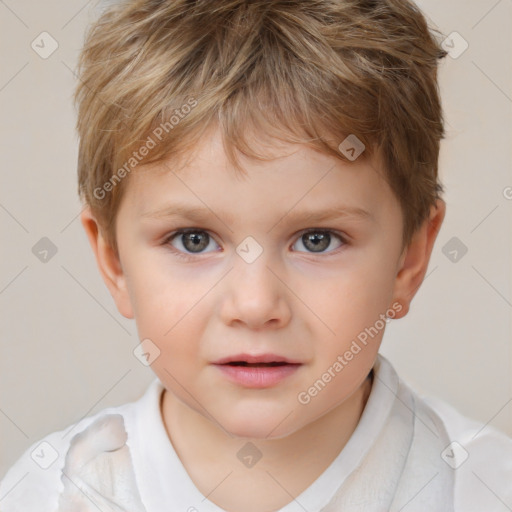 Neutral white child male with short  brown hair and brown eyes