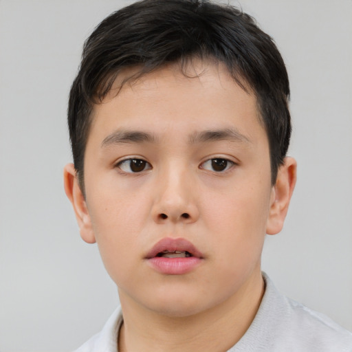 Neutral white child male with short  brown hair and brown eyes