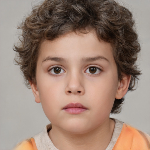 Neutral white child female with short  brown hair and brown eyes