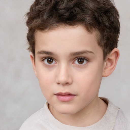 Neutral white child male with short  brown hair and brown eyes