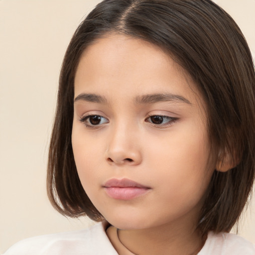 Neutral white child female with medium  brown hair and brown eyes