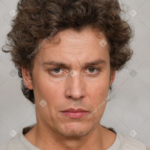 Neutral white adult male with short  brown hair and brown eyes