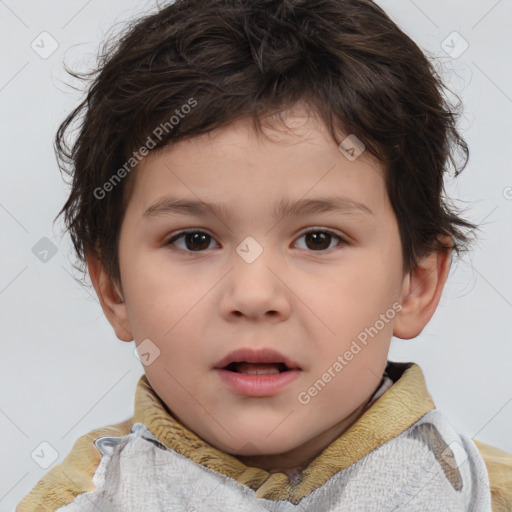 Neutral white child female with short  brown hair and brown eyes