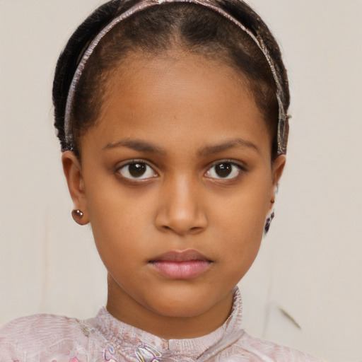 Neutral black child female with short  brown hair and brown eyes