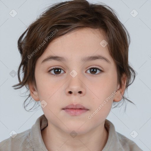 Neutral white child female with medium  brown hair and brown eyes