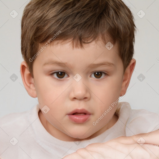 Neutral white child male with short  brown hair and brown eyes