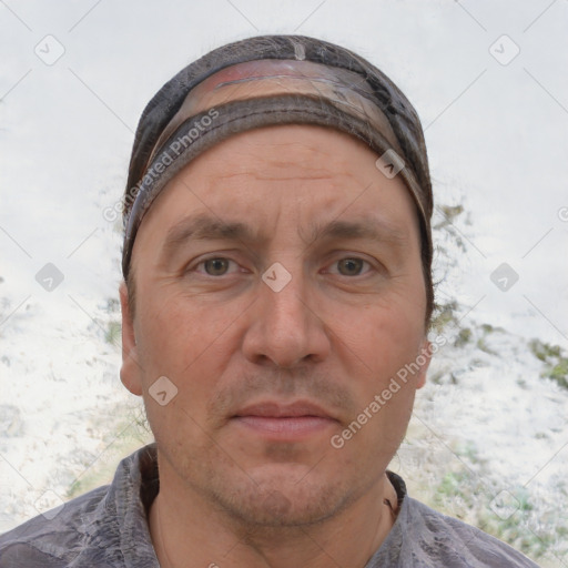 Neutral white adult male with short  brown hair and brown eyes