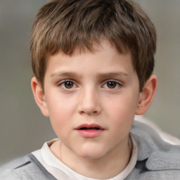 Neutral white child male with short  brown hair and brown eyes