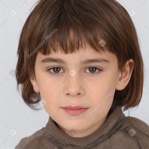 Neutral white child female with medium  brown hair and brown eyes