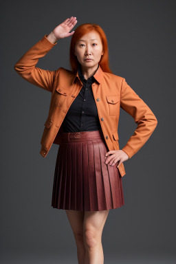 Mongolian 45 years female with  ginger hair