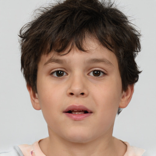 Neutral white child male with short  brown hair and brown eyes