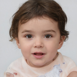 Neutral white child female with short  brown hair and brown eyes