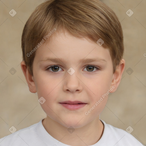 Neutral white child male with short  brown hair and brown eyes