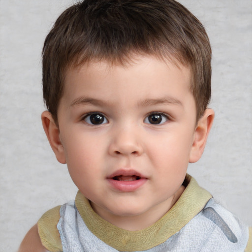 Neutral white child male with short  brown hair and brown eyes