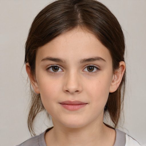 Neutral white child female with medium  brown hair and brown eyes