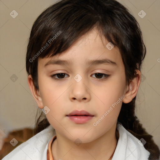 Neutral white child female with medium  brown hair and brown eyes