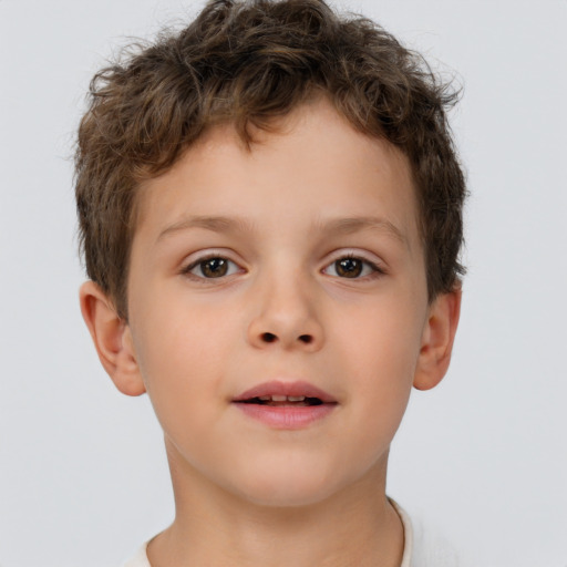 Neutral white child male with short  brown hair and brown eyes