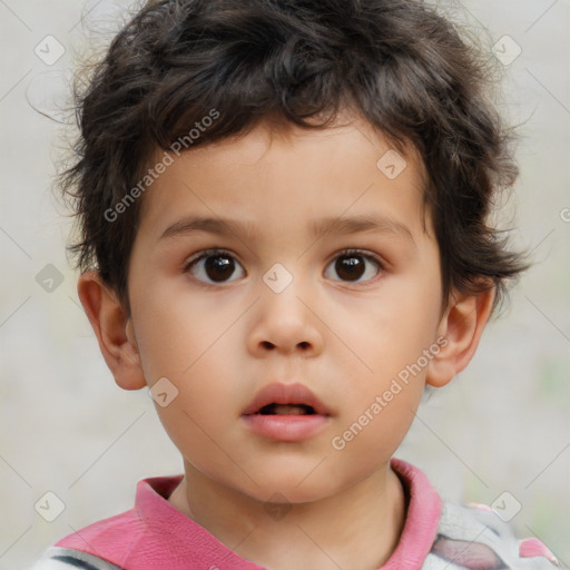 Neutral white child male with short  brown hair and brown eyes