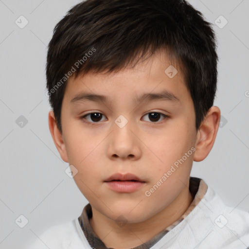 Neutral white child male with short  brown hair and brown eyes