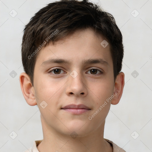 Neutral white child male with short  brown hair and brown eyes