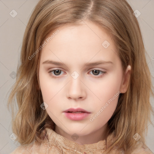 Neutral white child female with medium  brown hair and brown eyes