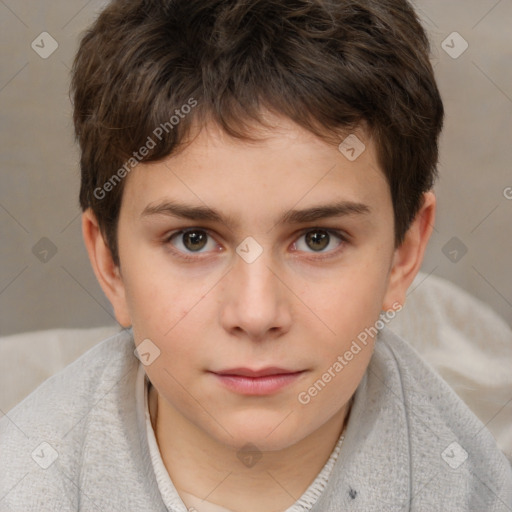 Neutral white child male with short  brown hair and brown eyes