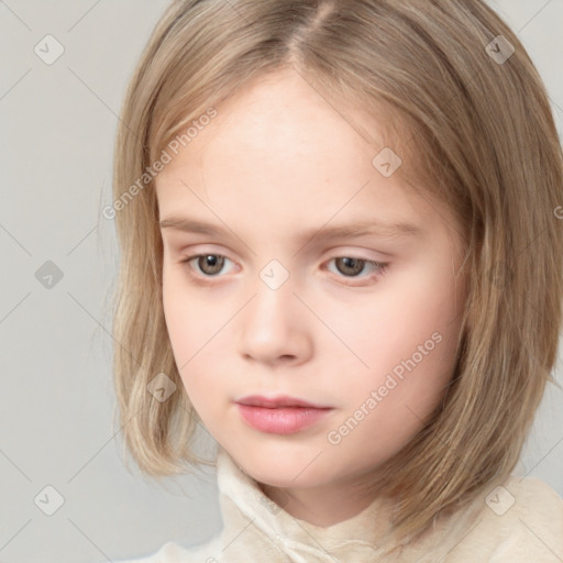 Neutral white child female with medium  brown hair and brown eyes